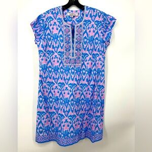 Bella Tu Embellished Hand Beaded Cap Sleeve‎ Caftan Mini Tunic Dress Size XL